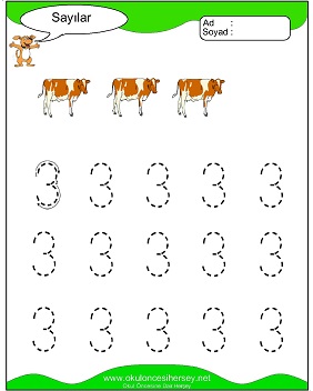 okul öncesi 1 sayısı çizgi çalışması